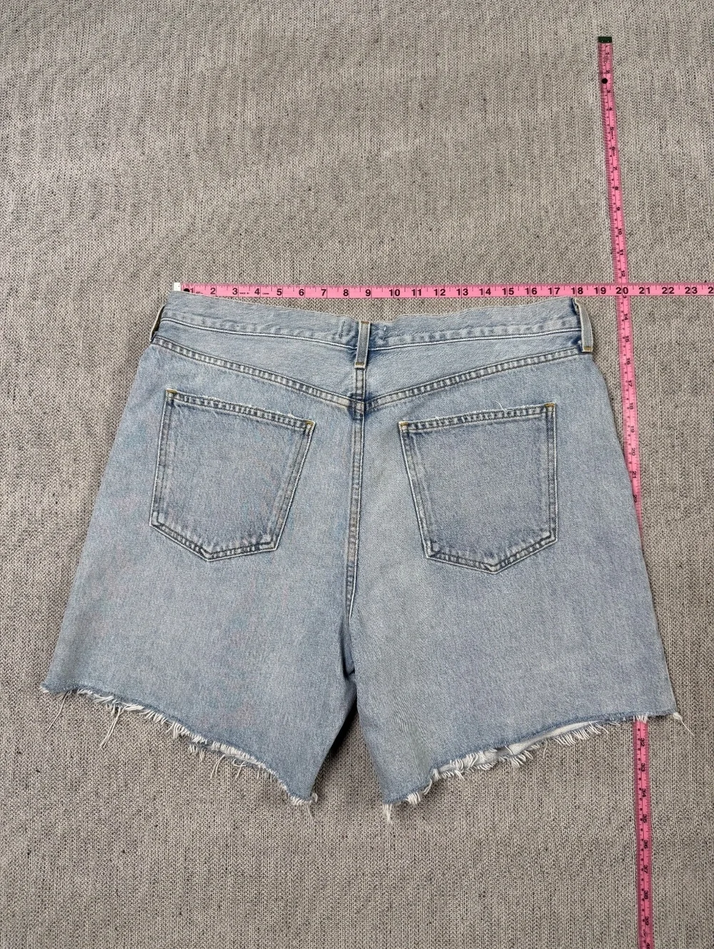 AGOLDE Sideline Fold Waistband Denim Shorts Women 33 Light